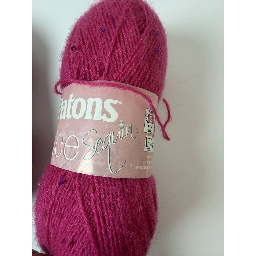 Patons Lace Sequin Quartz pink color Yarn Lot Of 2 - Picture 6 of 7